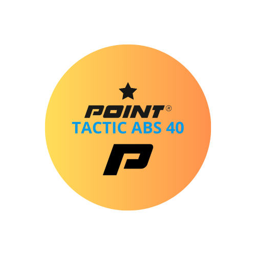 Zbliżenie na żółtą piłeczkę POINT Tactic ABS – szczegóły wykończenia i nadruku.
